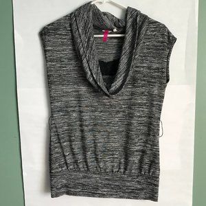 Grey, marled knit cowl neck top, Large, Heartsoul